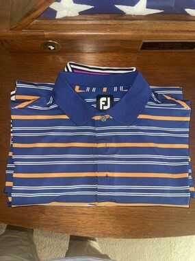 FootJoy Blue and Orange Striped Golf Polo